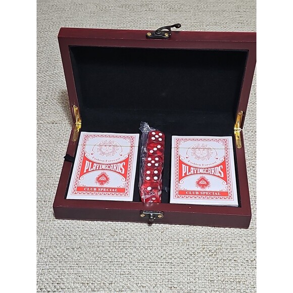 Double Deck Playing Cards Box with Hinged Lid with 5 dices NEW Sealed **READ - Picture 2 of 7
